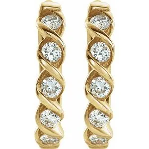 14K Yellow Gold 1/10 CTW Natural Diamond Huggie Earrings