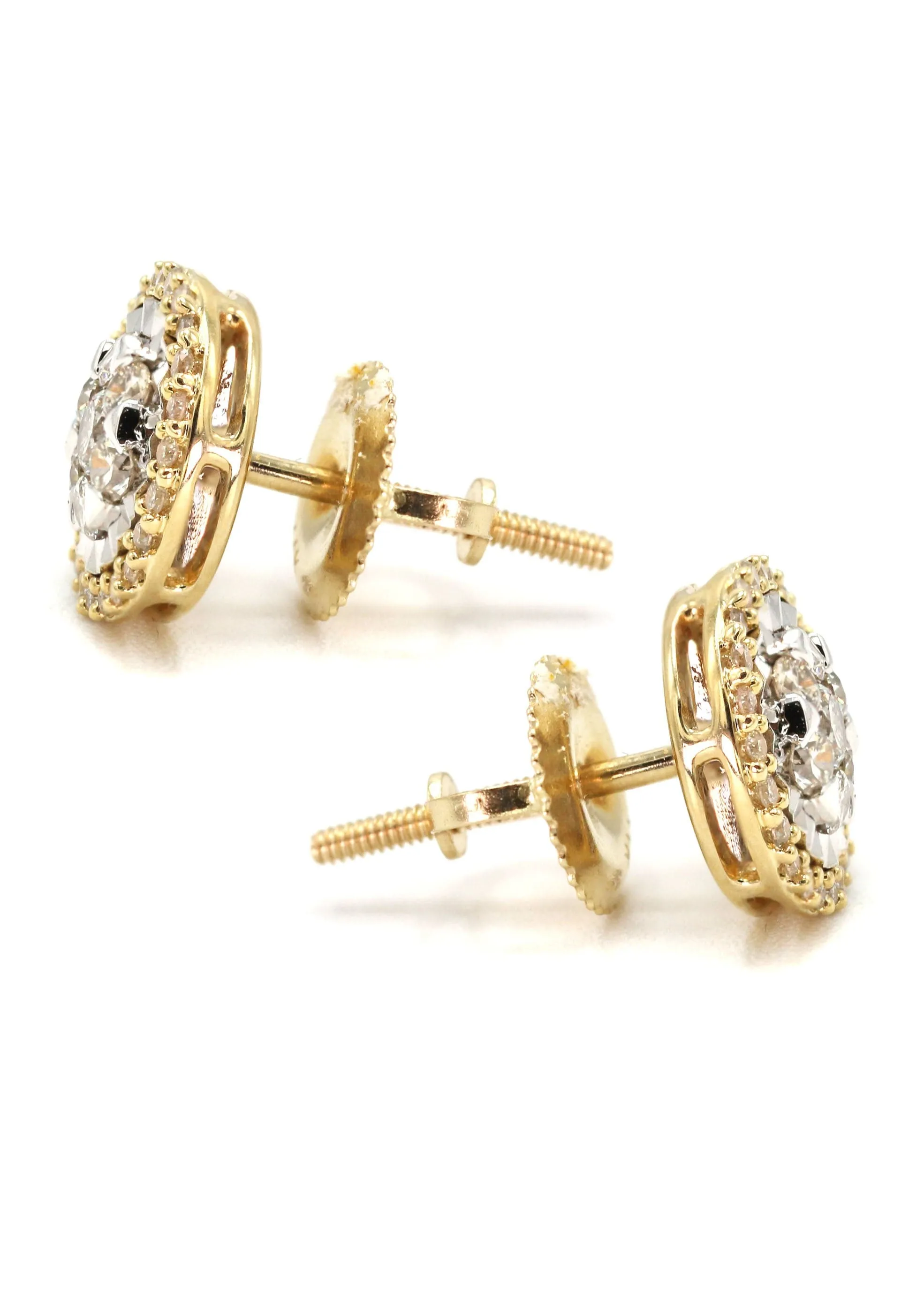 14K Yellow Gold Diamond Earrings For Men | 0.39 Carats | 2.14 Grams