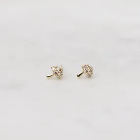 14k Yellow Gold Diamond Mushroom Post Earrings