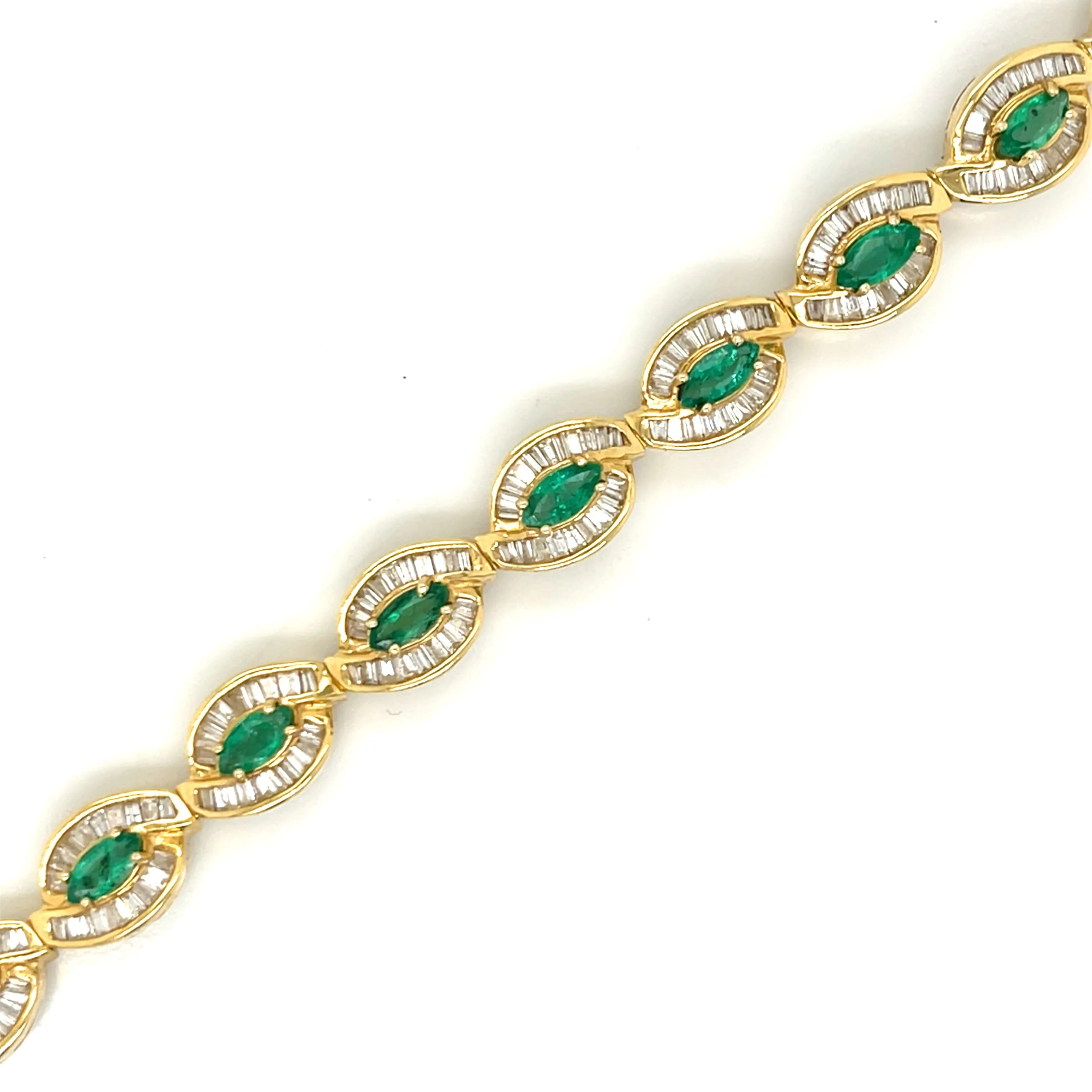 14K Yellow Gold Emerald & Diamond Bracelet