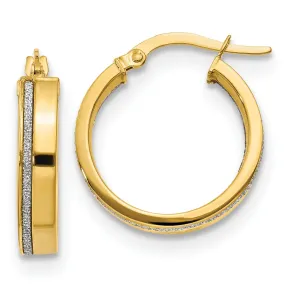 14k Yellow Gold Glimmer Infused Hoop Earrings