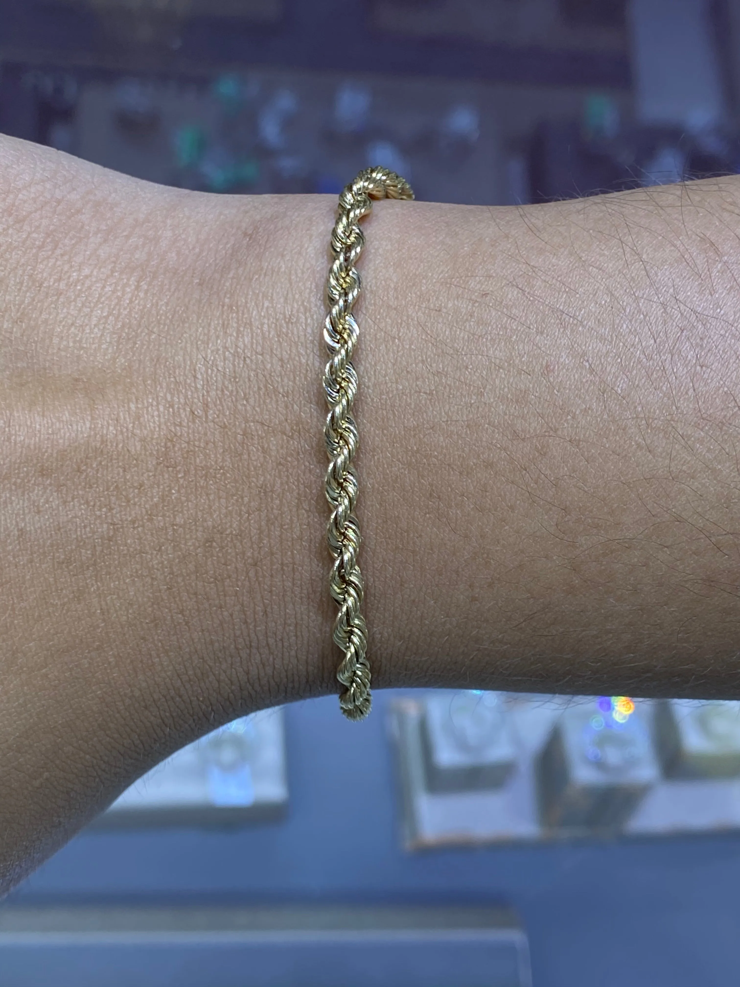 14K Yellow Gold Rope Chain Bracelet