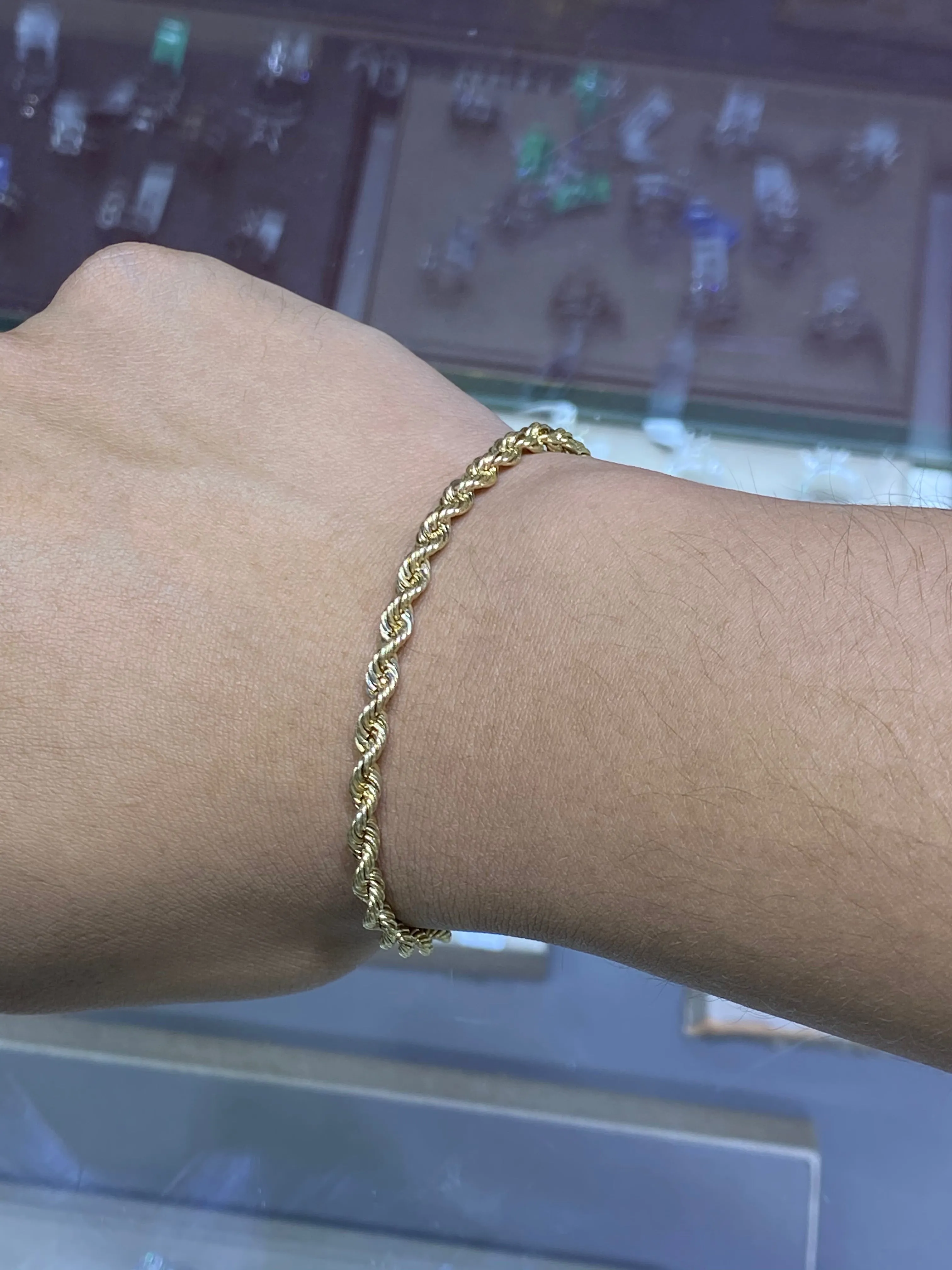 14K Yellow Gold Rope Chain Bracelet