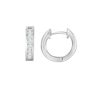 14KW 16D0.27CT  EARRING HUGGIES (102DE1594-1-SM)