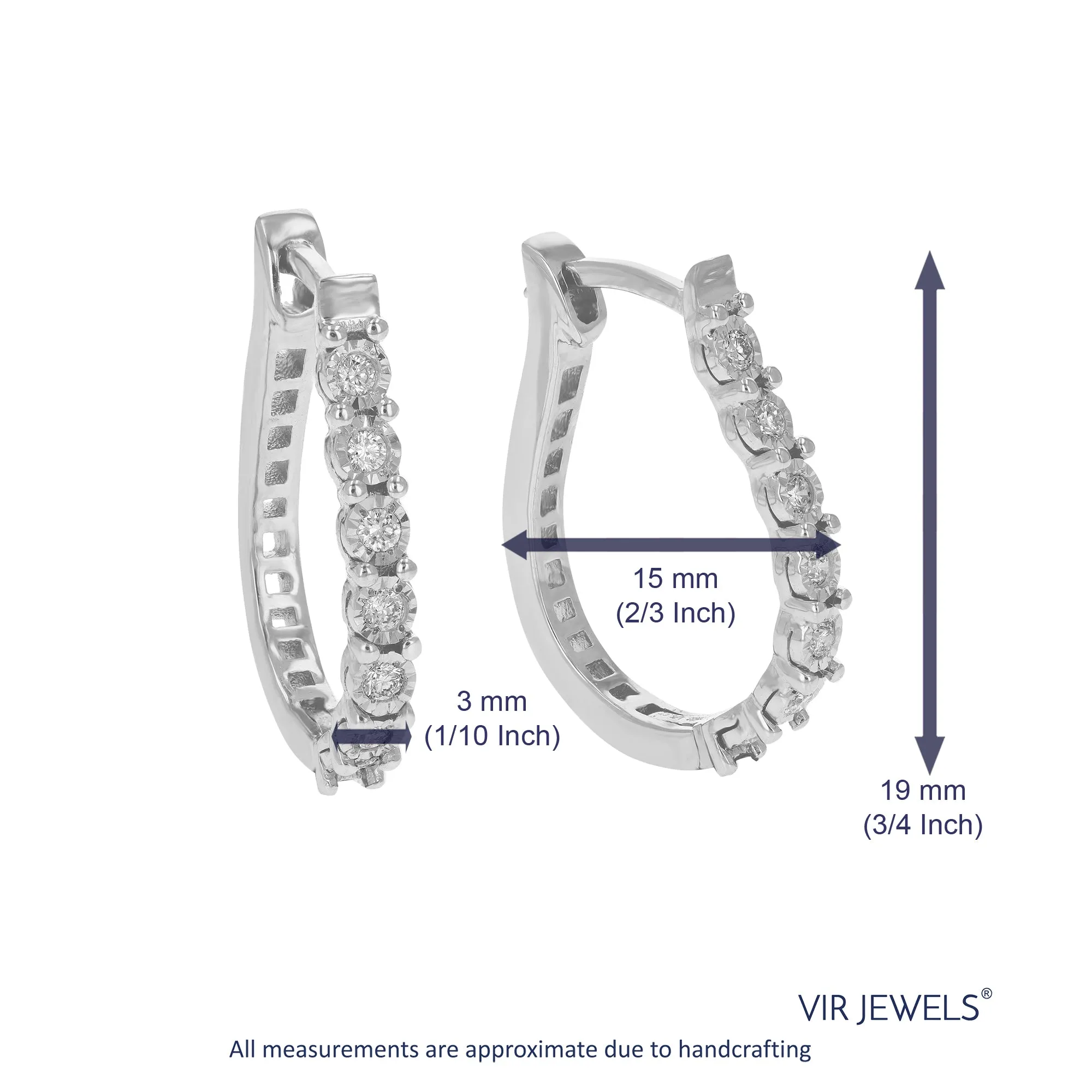 1/5 cttw Round Lab Grown Diamond Hoop earrings crafted in .925 Sterling Silver with Prong Setting