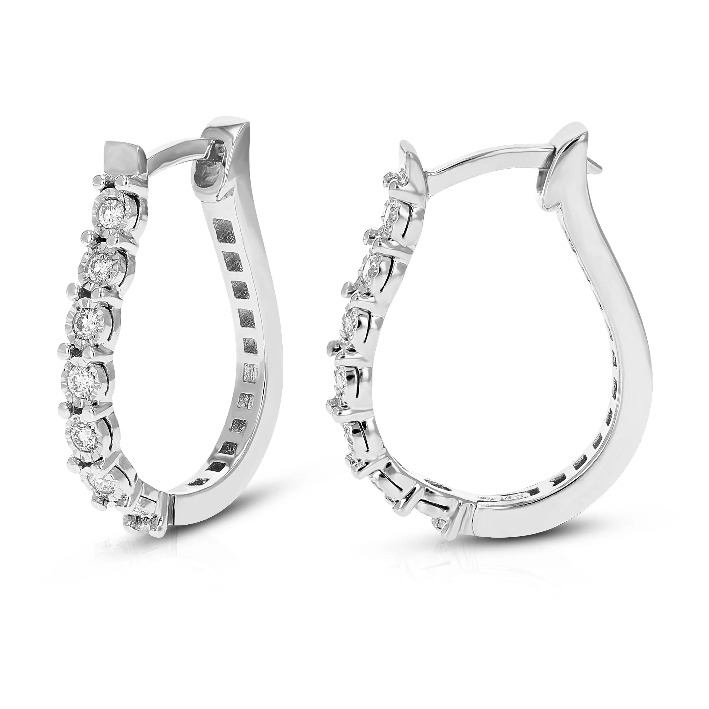 1/5 cttw Round Lab Grown Diamond Hoop earrings crafted in .925 Sterling Silver with Prong Setting