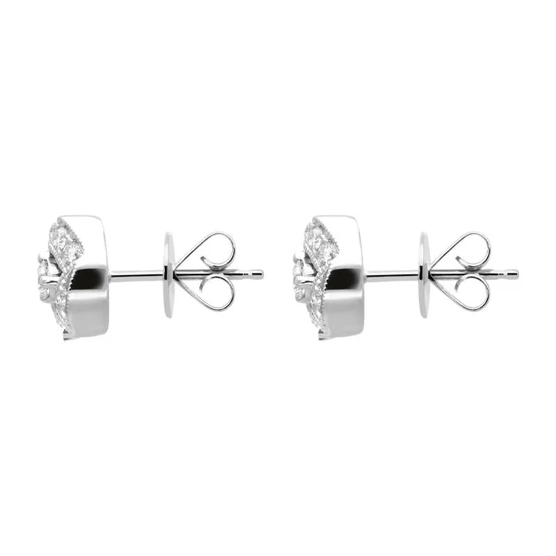 18ct White Gold 0.36ct Diamond Ribbon Edge Stud Earrings