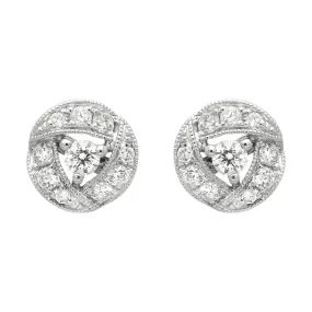 18ct White Gold 0.36ct Diamond Ribbon Edge Stud Earrings