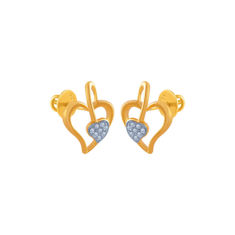 18k (750) Yellow Gold And Diamond Stud Earrings For Women