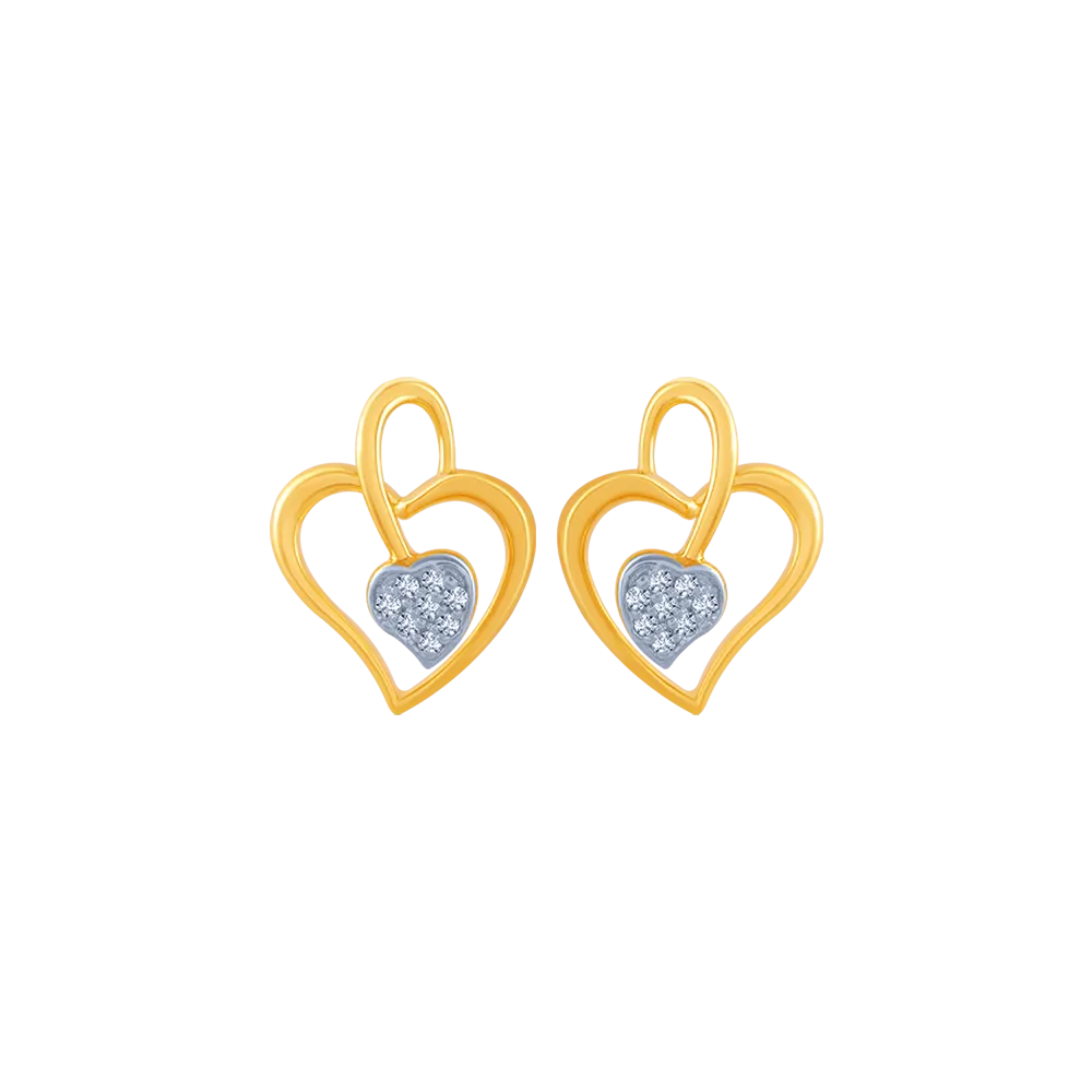 18k (750) Yellow Gold And Diamond Stud Earrings For Women