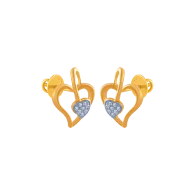 18k (750) Yellow Gold And Diamond Stud Earrings For Women