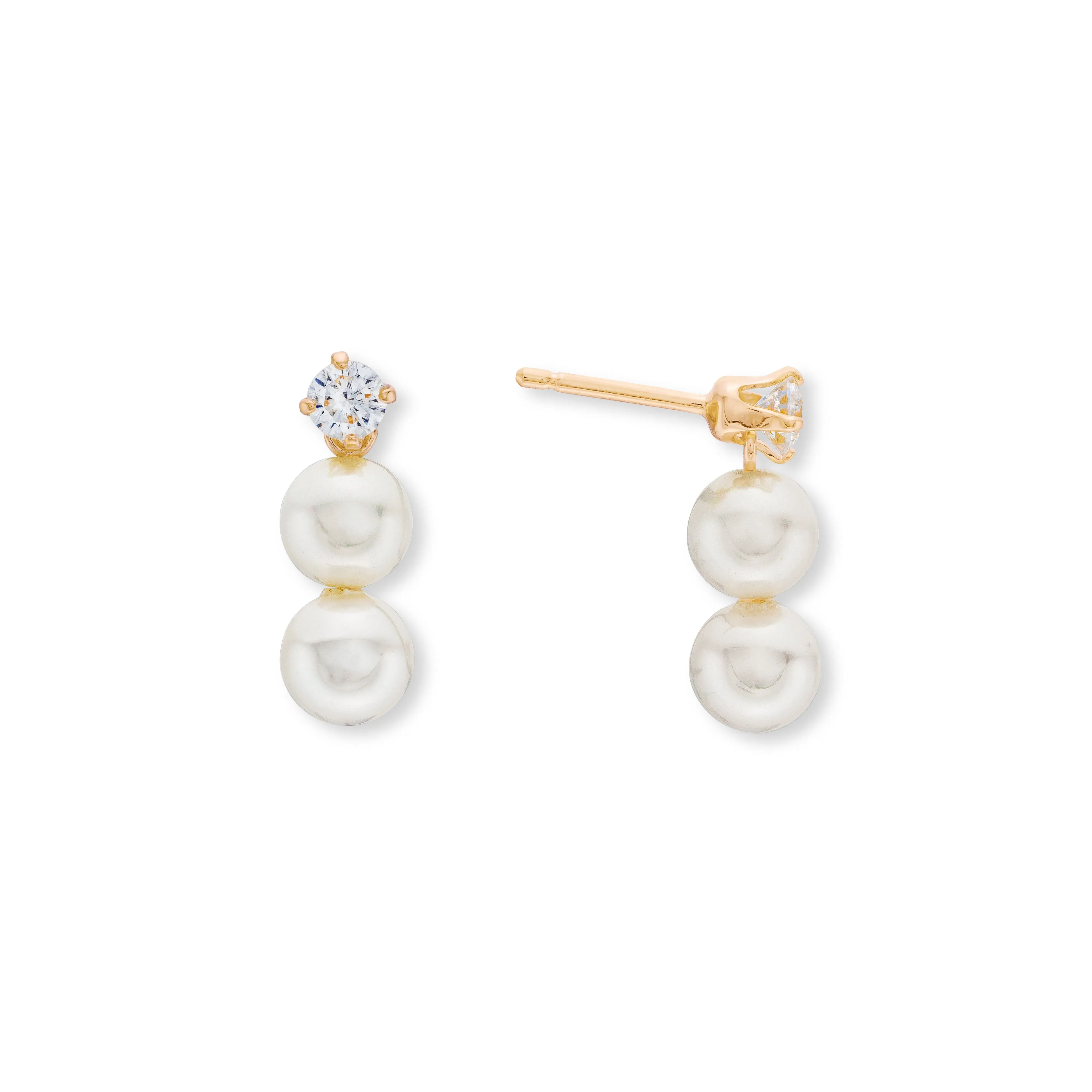 18k Gold Plated Pearl with CZ Studs