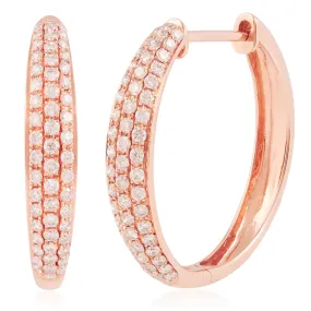 18k Rose Gold .88ct Diamond Hoop Earrings