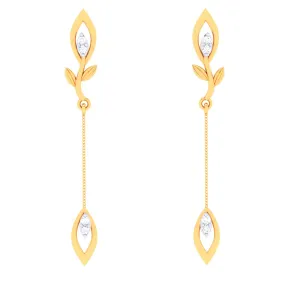 18k Sleek Diamond Earrings With A Leafy Design From Diamond Collection