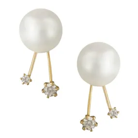 18K Yellow Gold South Sea Pearl and Diamond Earrings