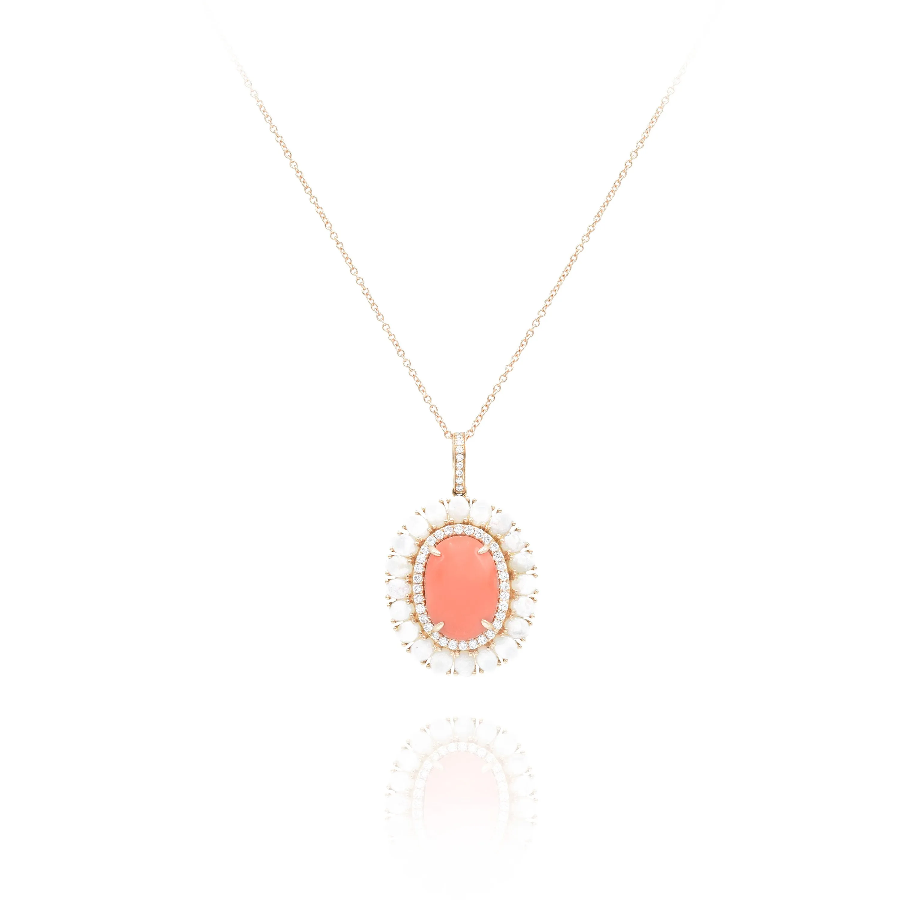 18kt Rose Gold Coral and Opal Pendant