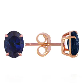 2 Carat 14K Solid Rose Gold Stud Earrings Natural Sapphire