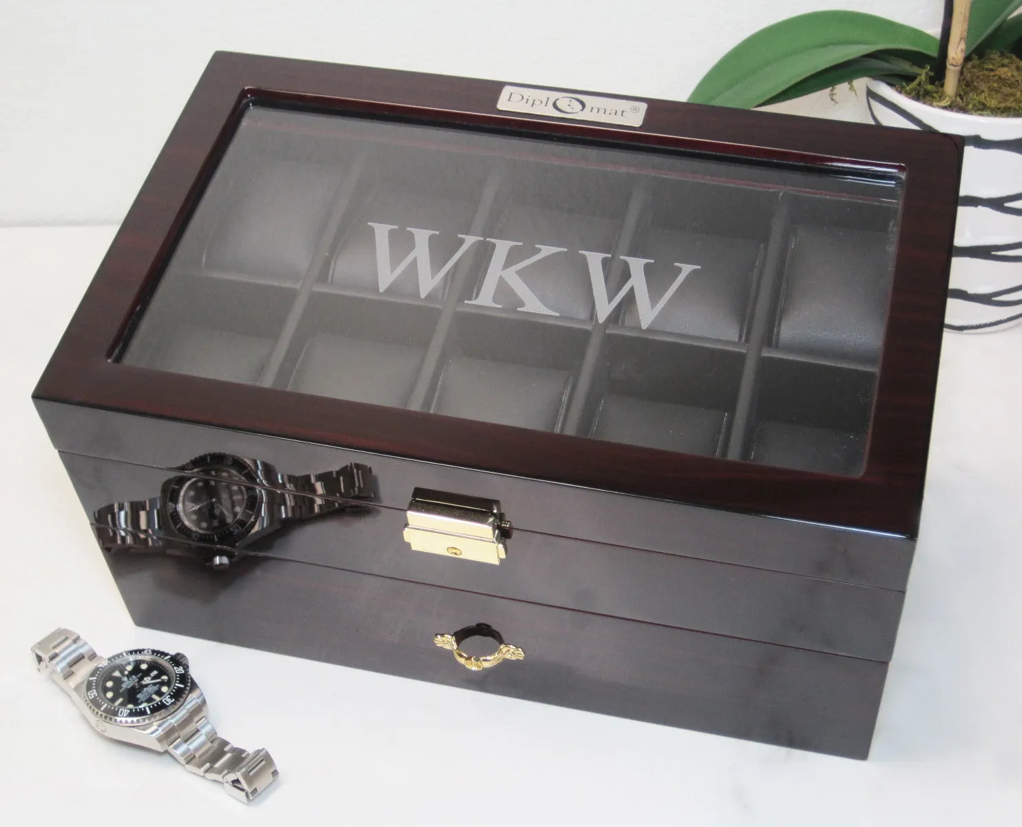 (20) Diplomat Dark Ebony wood Watch Box