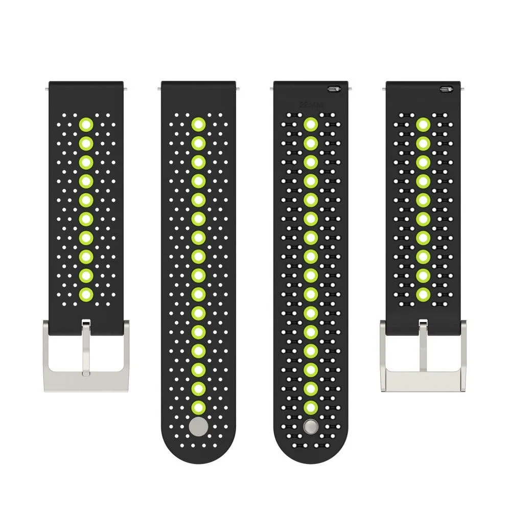 20mm Universal bi-color silicone watch strap - Black / Lime