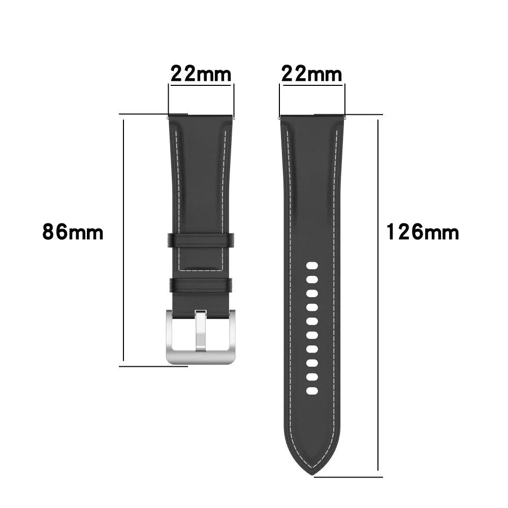 22mm Universal cool genuine leather watch strap - Black