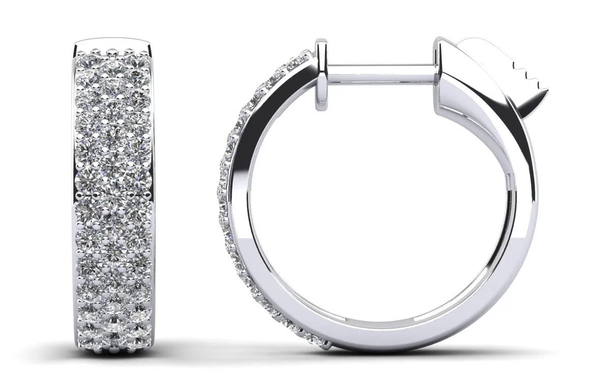 3 Row Huggie Lab-Grown Diamond Hoop Earrings with 0.61 ct.(finished) 1.2mm