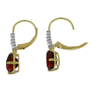 3.15 Carat 14K Solid Yellow Gold Violeta Garnet Diamond Earrings