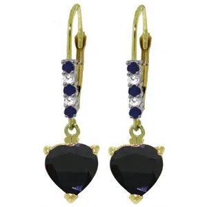 3.28 Carat 14K Solid Yellow Gold Hotcold Sapphire Diamond Earrings