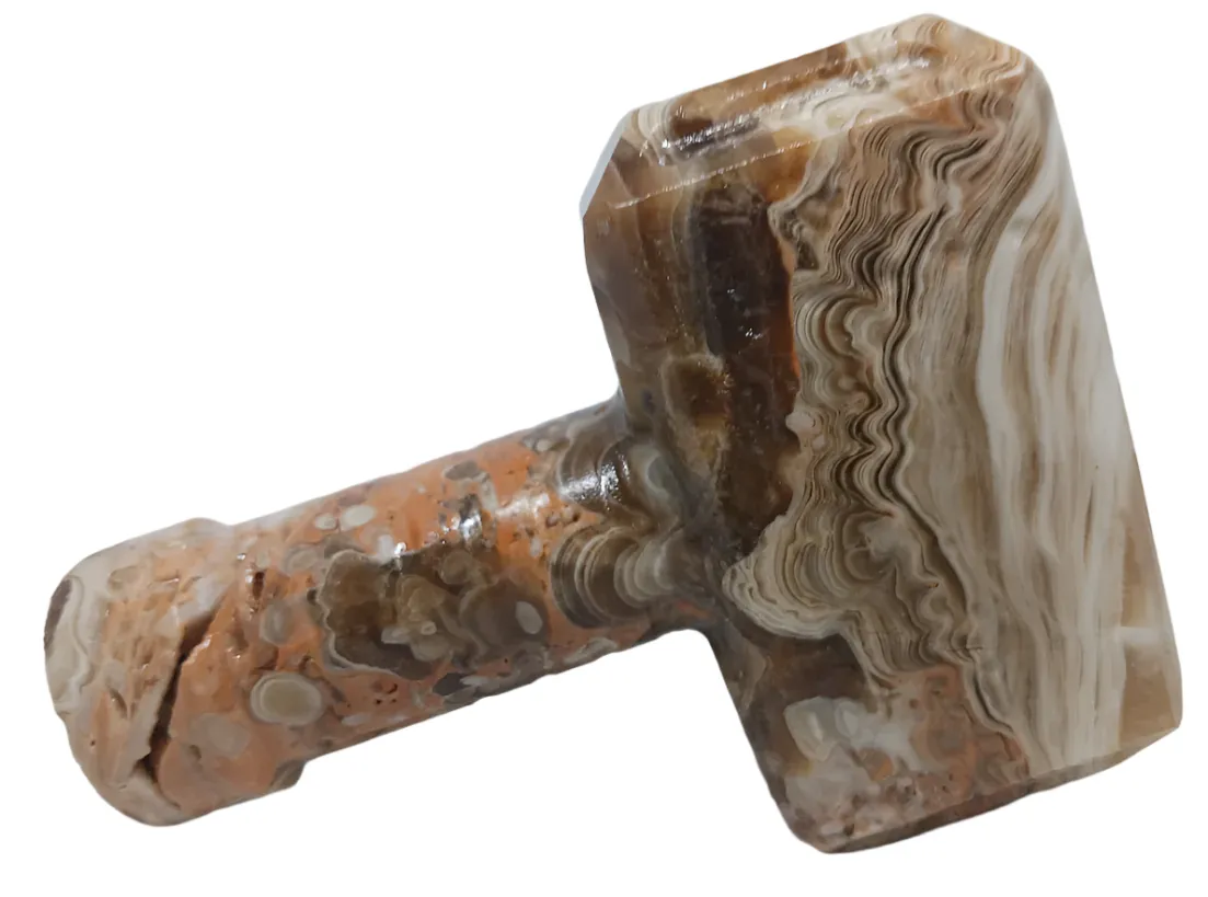 447G Amber Flower Agate Crystal Mjölnir