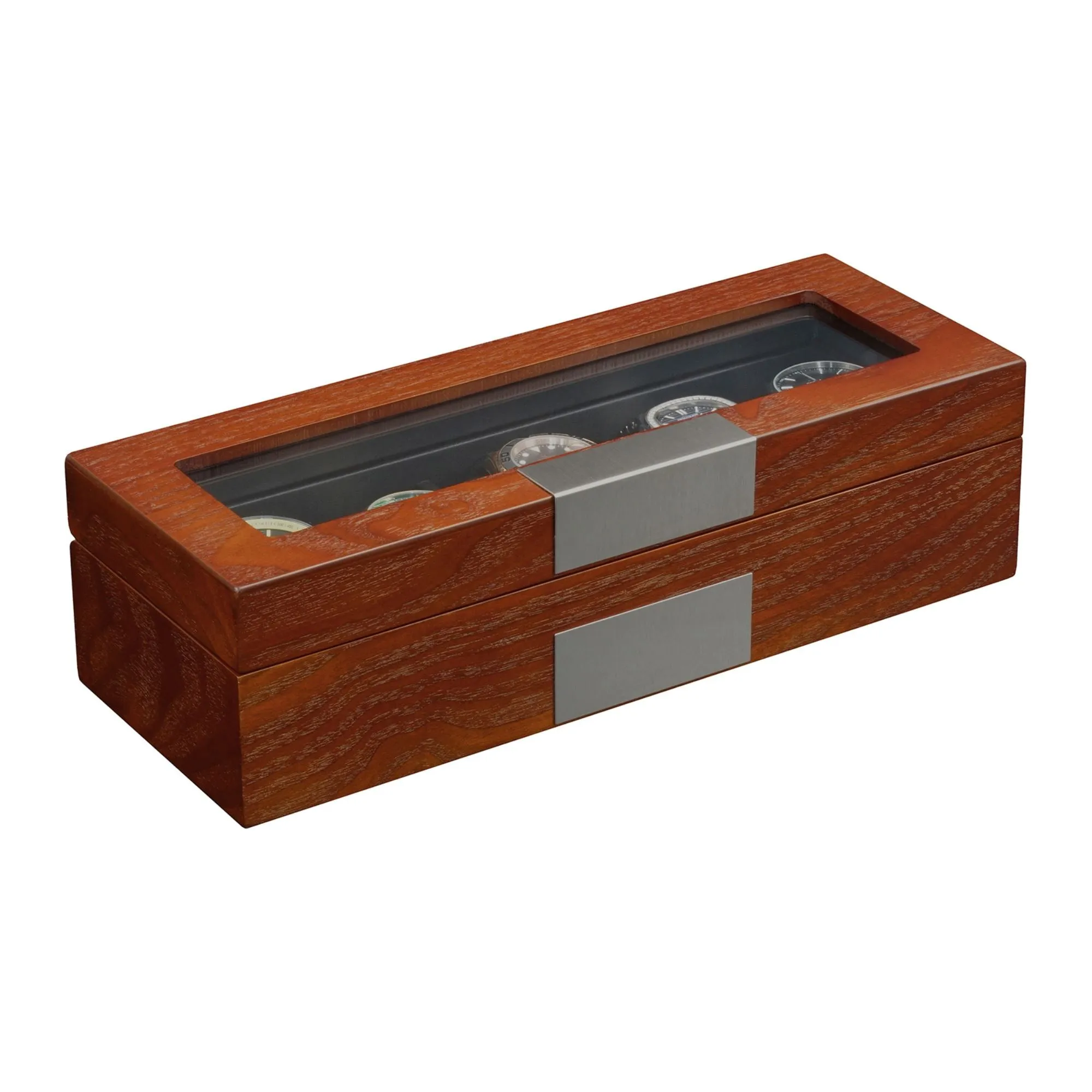 5 Slots Mahogany Wooden Watch Box