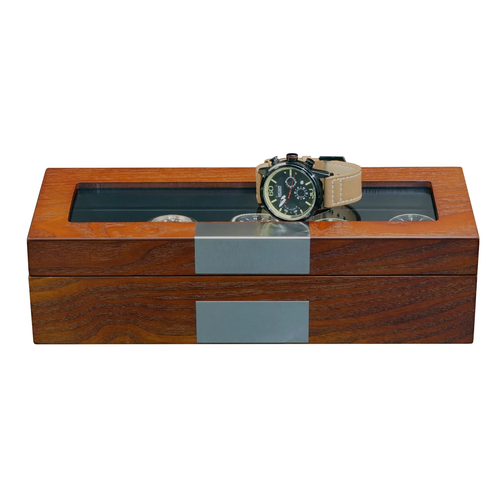 5 Slots Mahogany Wooden Watch Box