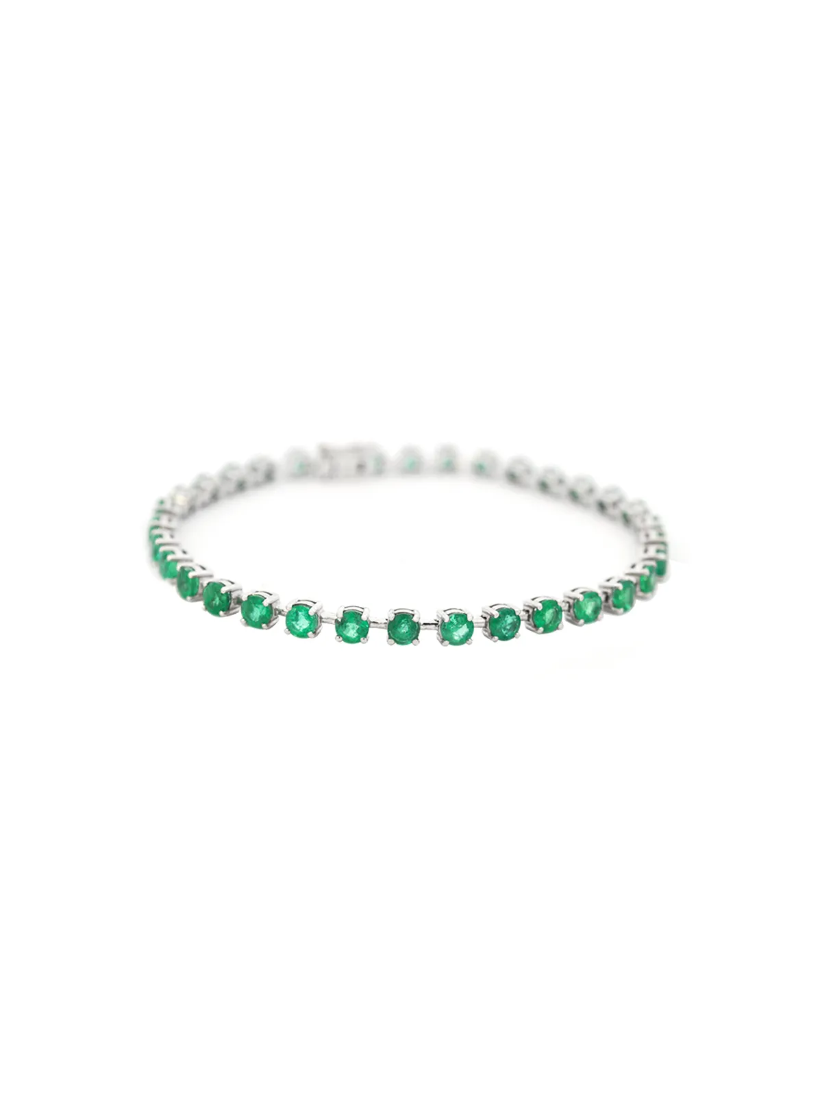 5.00ct Emerald 18K Gold Round Cut Link Tennis Bracelet