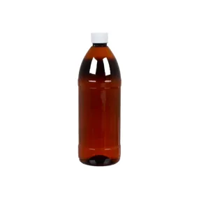 500ml Amber PVC Bottle Round with White Screw 28mm Cap