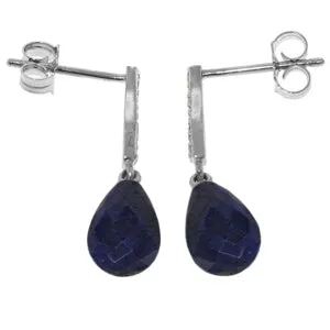 6.88 Carat 14K Solid White Gold Love That Dances Sapphire Diamond Earrings