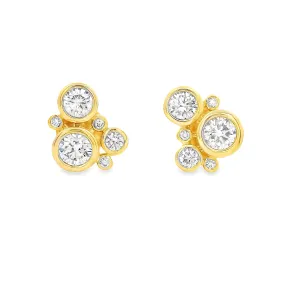 .75ct 18k Yellow Gold Diamond Bubble Earrings