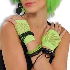 80's Short Fishnet Gloves - Green