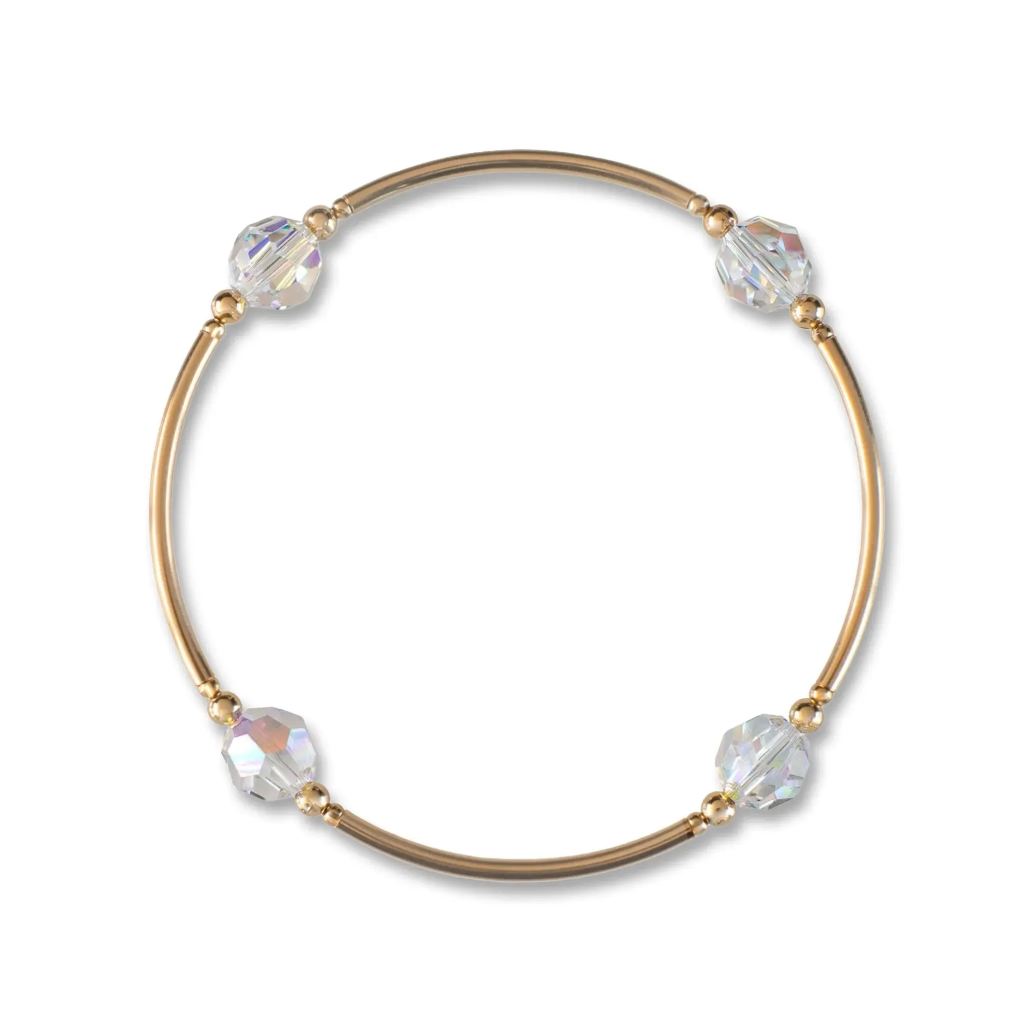 8mm Starlight Crystal Blessing Bracelet - Gold Links