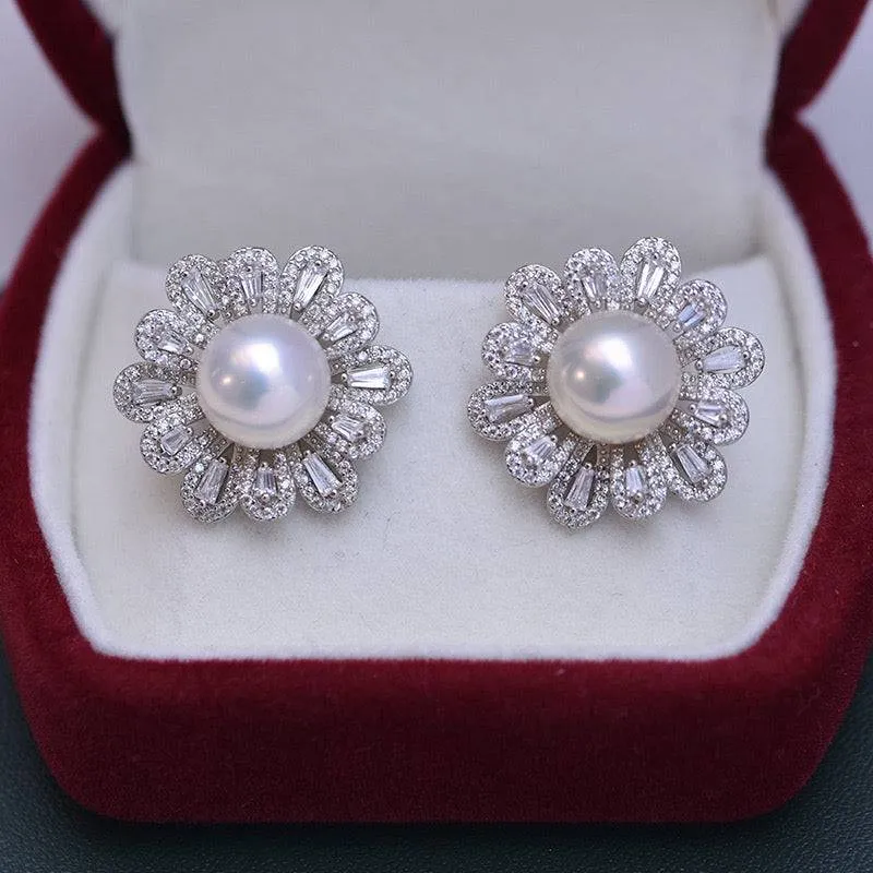 9-10mm Floral Freshwater Pearl Earrings