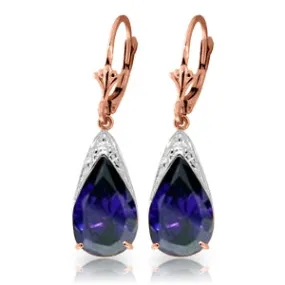 9.3 Carat 14K Solid Rose Gold Ocean Sapphire Earrings