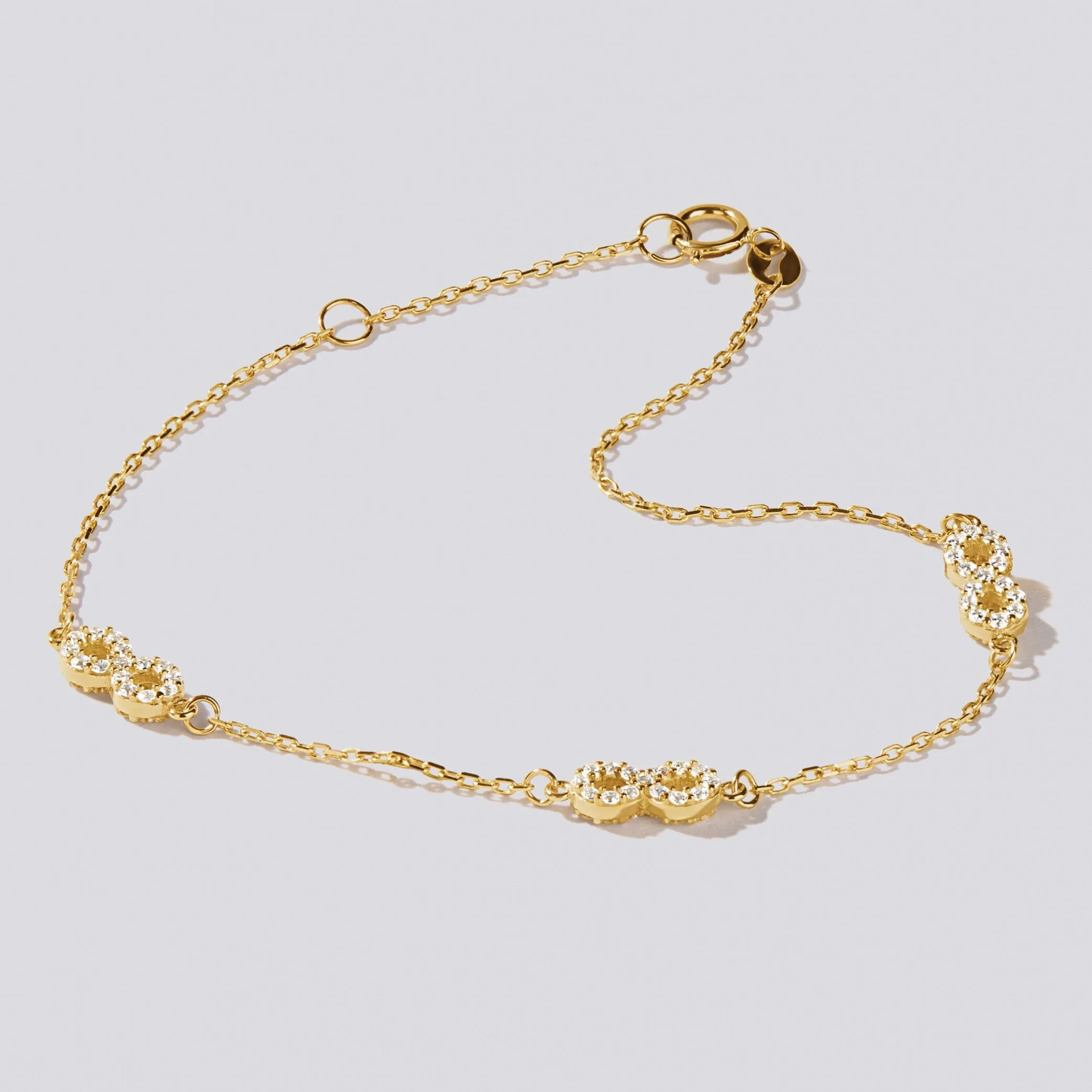 9ct Yellow Gold Infinity Charm Bracelet