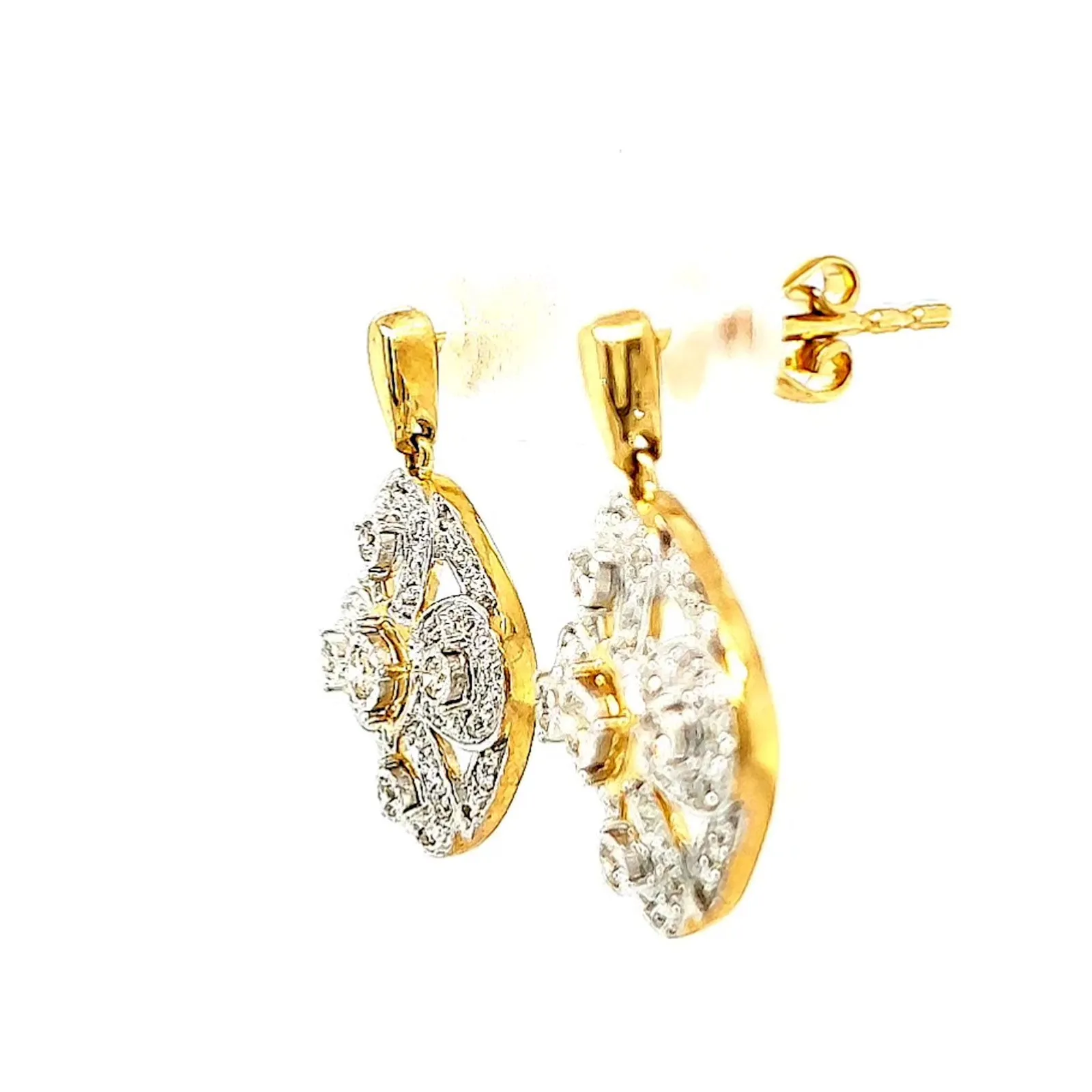 9ct Yellow Gold Round Brilliant Cut 0.30 CARAT tw of Diamonds Drop Earrings