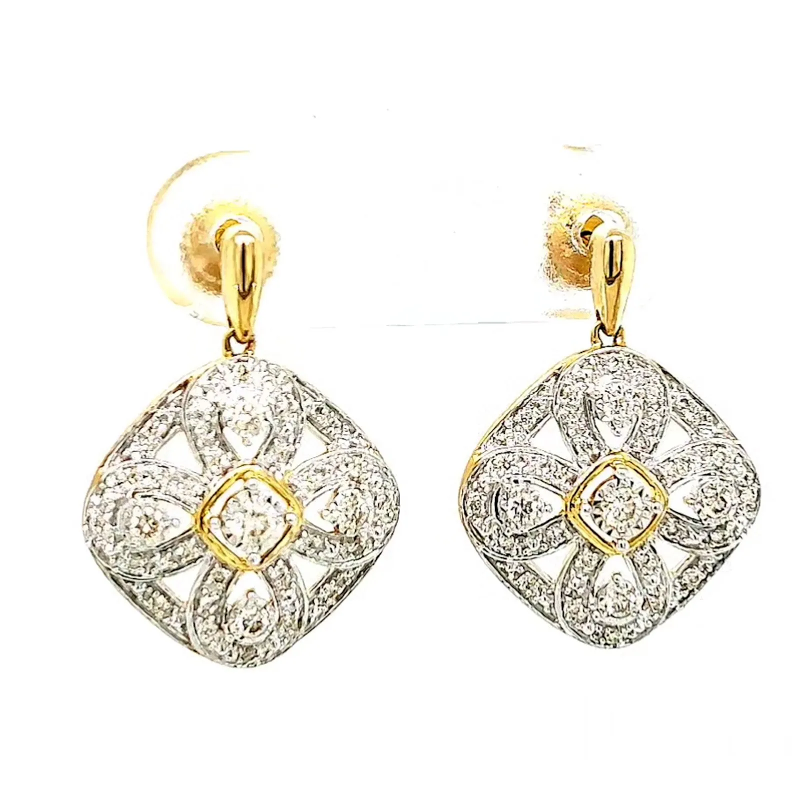 9ct Yellow Gold Round Brilliant Cut 0.30 CARAT tw of Diamonds Drop Earrings