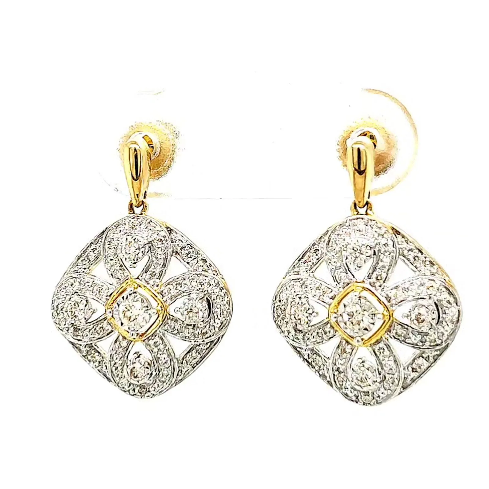 9ct Yellow Gold Round Brilliant Cut 0.30 CARAT tw of Diamonds Drop Earrings