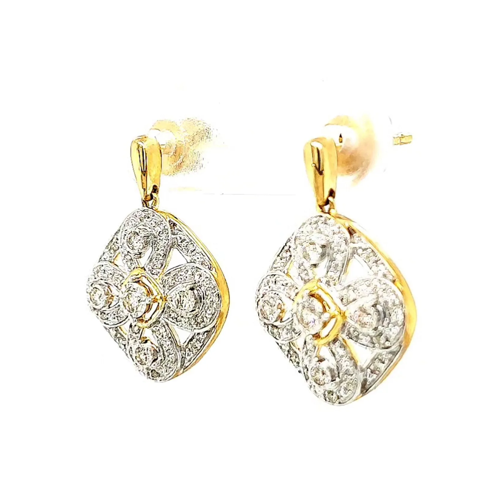 9ct Yellow Gold Round Brilliant Cut 0.30 CARAT tw of Diamonds Drop Earrings