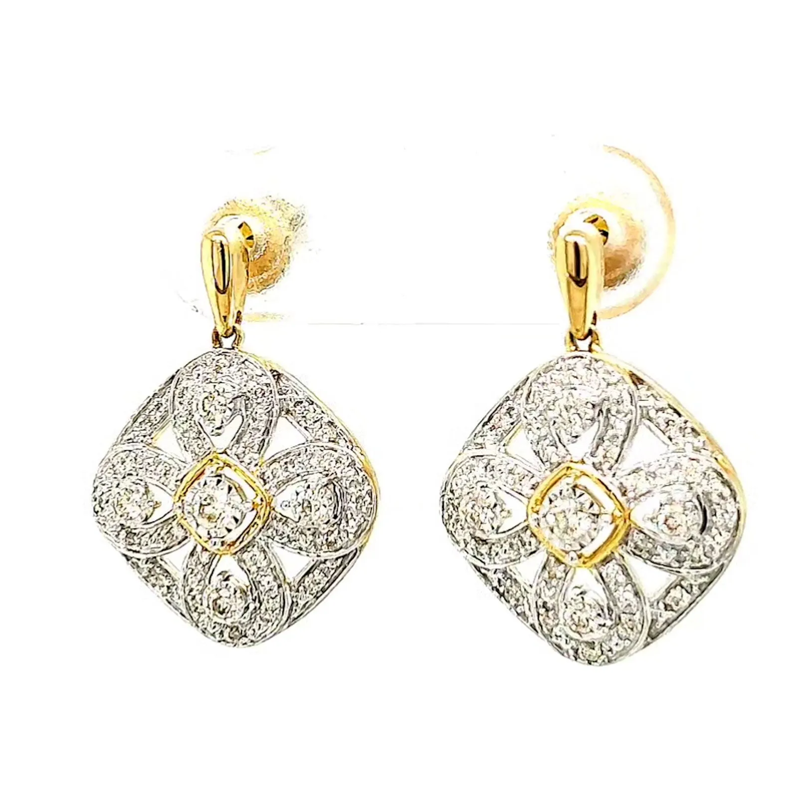 9ct Yellow Gold Round Brilliant Cut 0.30 CARAT tw of Diamonds Drop Earrings