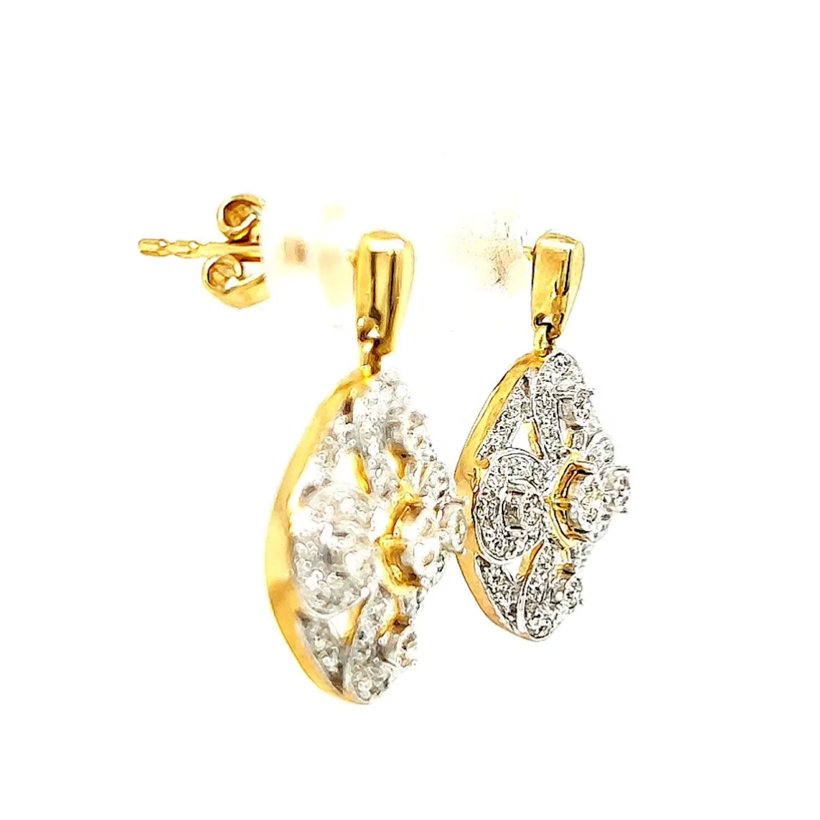 9ct Yellow Gold Round Brilliant Cut 0.30 CARAT tw of Diamonds Drop Earrings