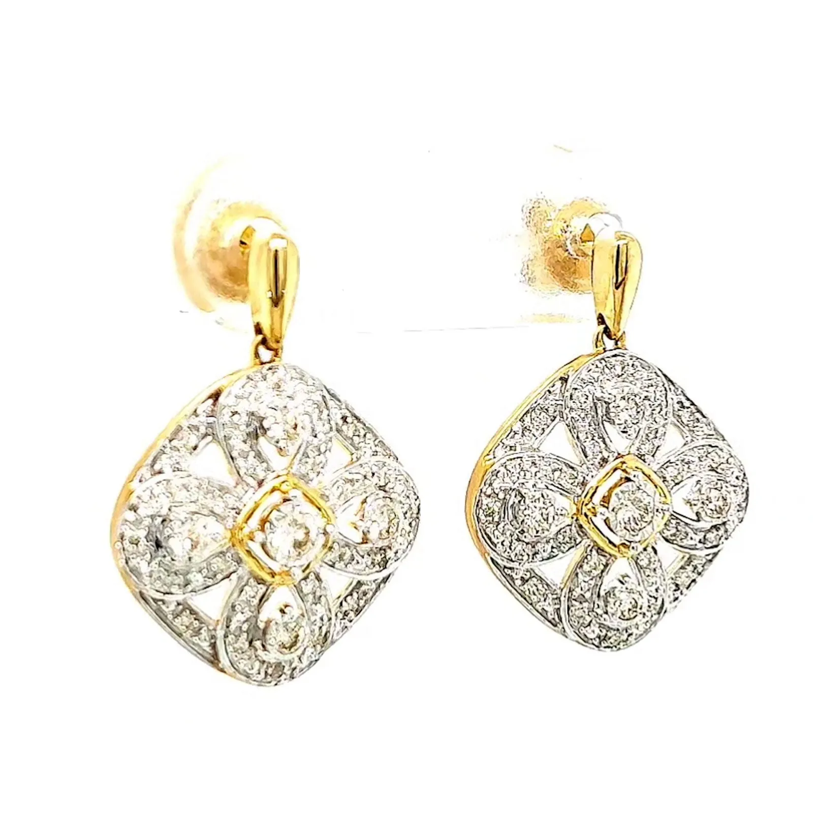 9ct Yellow Gold Round Brilliant Cut 0.30 CARAT tw of Diamonds Drop Earrings