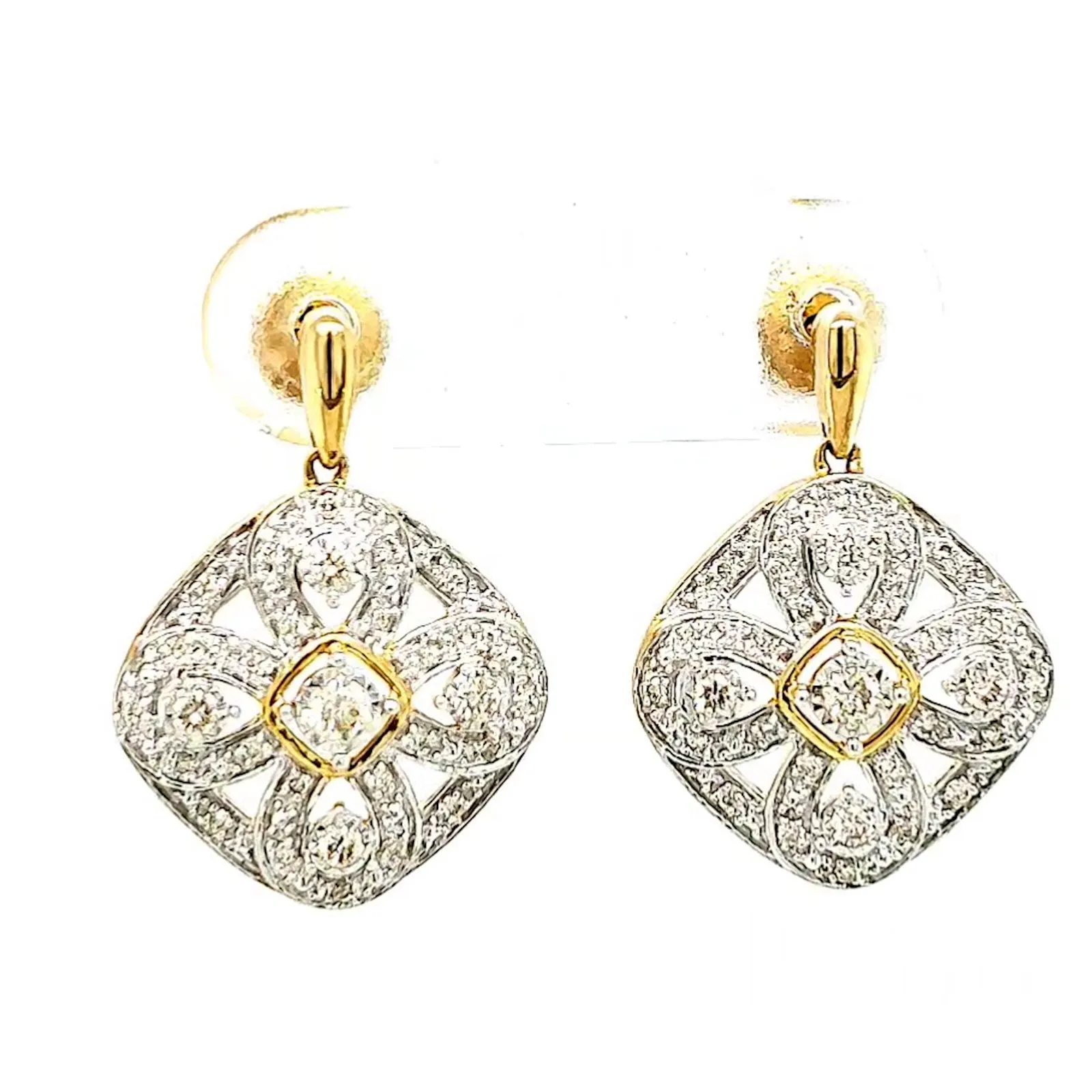 9ct Yellow Gold Round Brilliant Cut 0.30 CARAT tw of Diamonds Drop Earrings