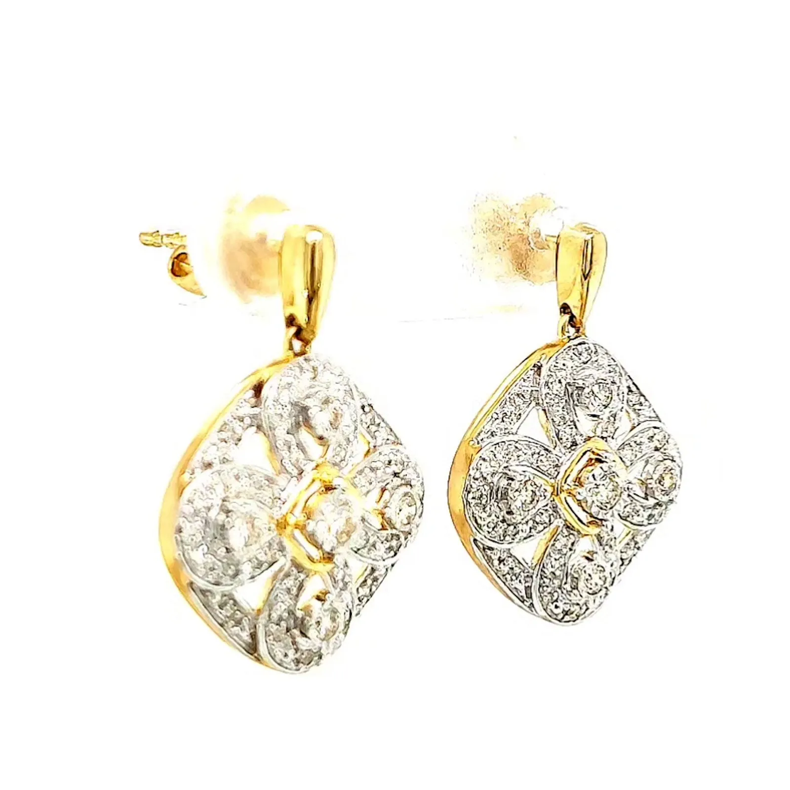 9ct Yellow Gold Round Brilliant Cut 0.30 CARAT tw of Diamonds Drop Earrings