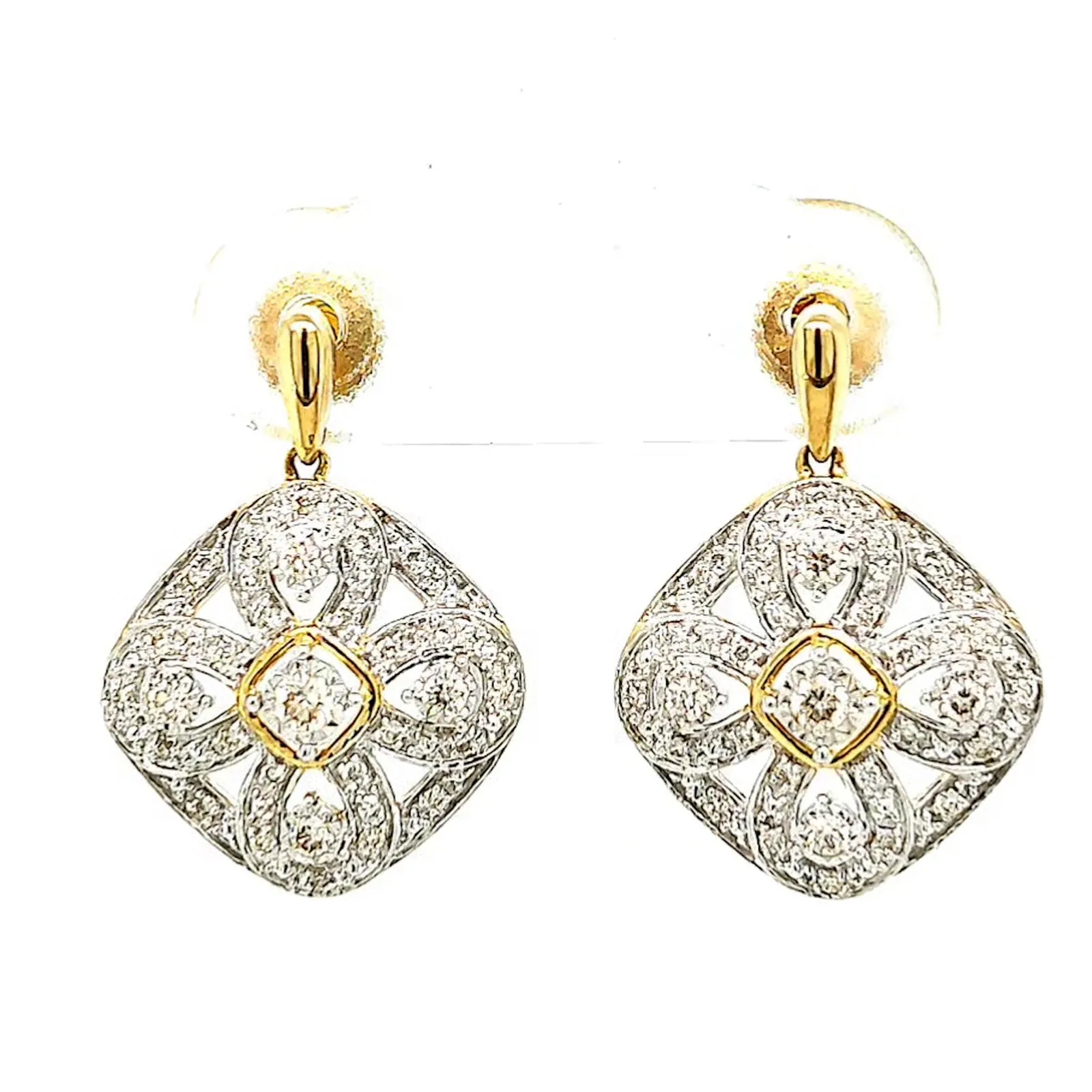 9ct Yellow Gold Round Brilliant Cut 0.30 CARAT tw of Diamonds Drop Earrings