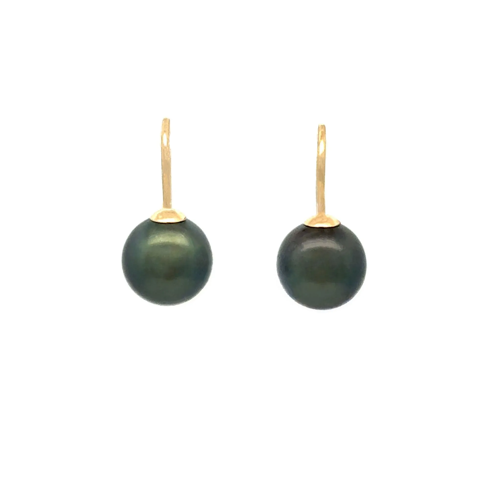 9K Yellow Gold Tahitian 9-10mm Cultured Pearl Hook Earrings